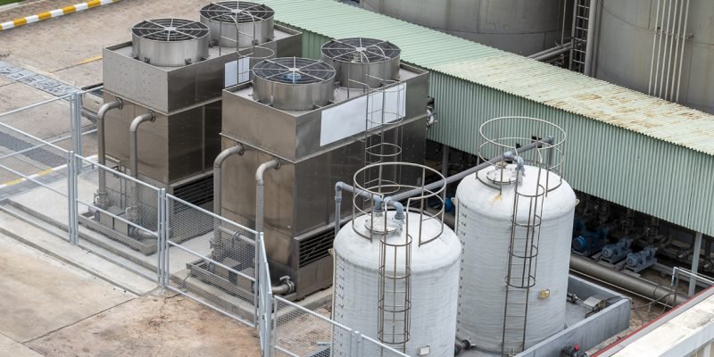 Top view cooling tower in industry plant